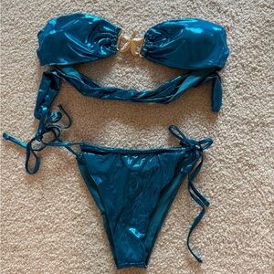 Shiny Teal Bikini Set